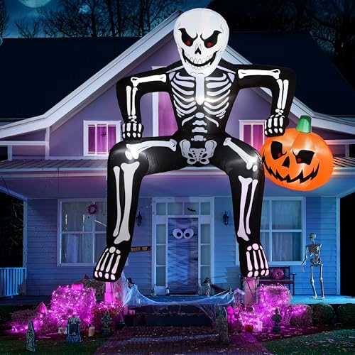 JOYIN Squelette gonflable dHalloween de 2,6 m, squelette gon