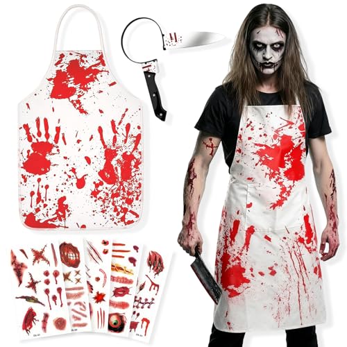 Axingqiwu Déguisement Boucher Halloween, Tablier Sanglant av