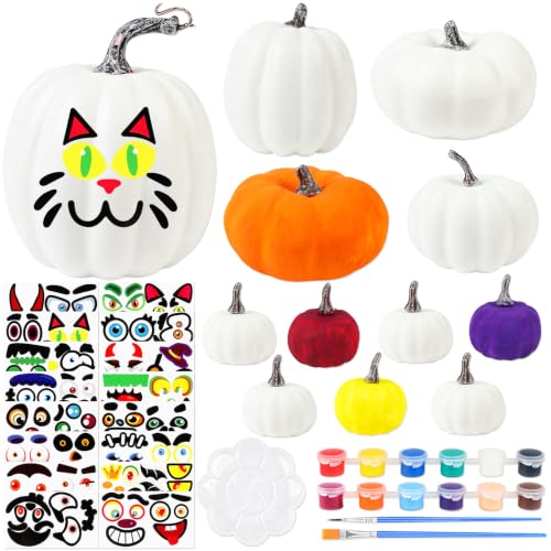 RumonZS Kit 12 Citrouilles Blanches à Peindre DIY Décoration