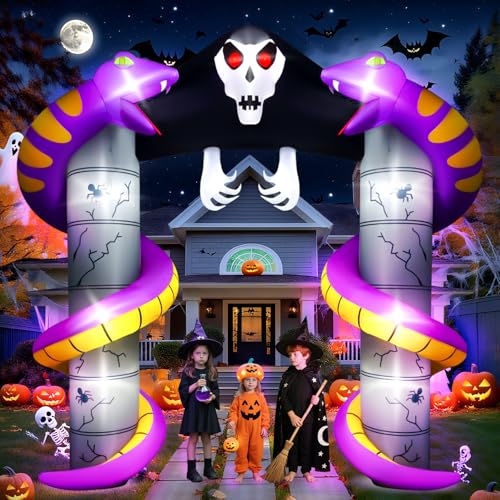 10 Pieds Arche Gonflable d'halloween, Kalolary Gonflable Serpent Faucheuse Porte Grande Halloween Extérieur Intérieur Décorations Vacances Jardin Pelouse Gonflables Décor pour Maison Fête de Famille