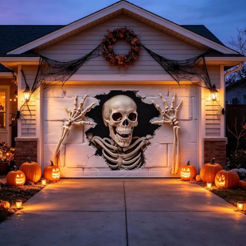 Générique Décoration Halloween Porte Garage 6x13ft Crâne Mai