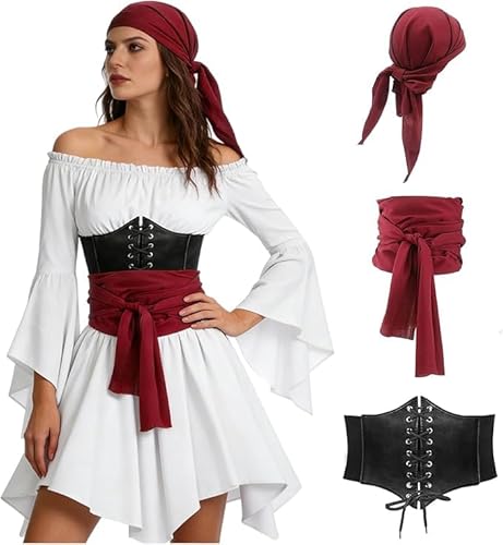 Costume De Pirate Pour Femme, Robe Medievale Femme Avec Robe