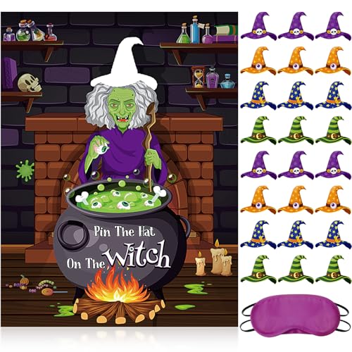 Faccito Jeux de fête dHalloween - Jeu de broches avec poster
