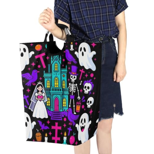 Haunted House Halloween Panier de rangement cube en tissu du