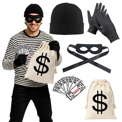 MR BAEQ 5 Pièces Costume de voleur, Déguisement de Cambriole