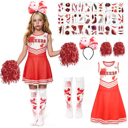 AUYAO Costume Pompom Girl Zombie Rouge Majorette pour Enfant