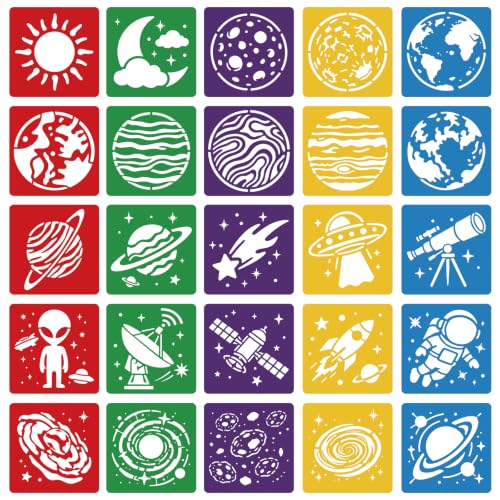 CUTHOLLOW 25PCS Pochoirs Peinture Étoiles, planètes et comèt