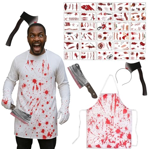 GWAWG Ensemble de boucher dHalloween, accessoires pour cheve
