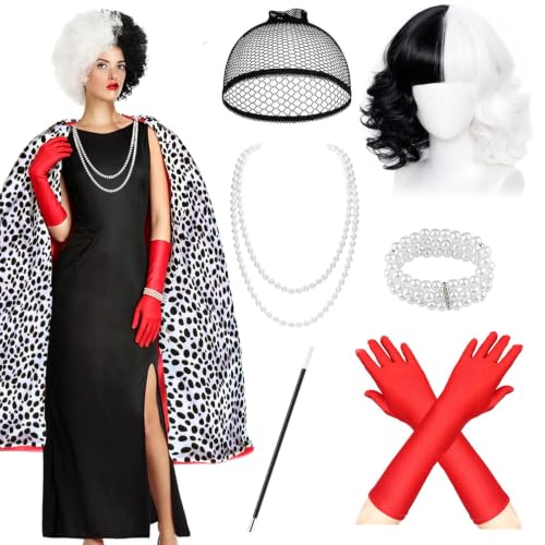 UxClishe Ensemble daccessoires de costume Cruella 7 pièces a