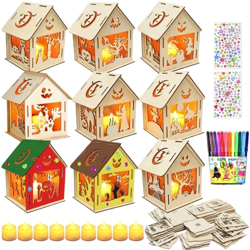 9 Pièces Kit de Bricolage Halloween, Peinture Enfant, Kit Cr