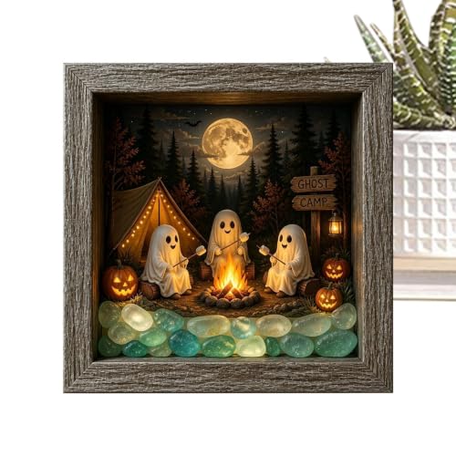 Kit de photos illuminé Halloween Décoration vintage en bois 