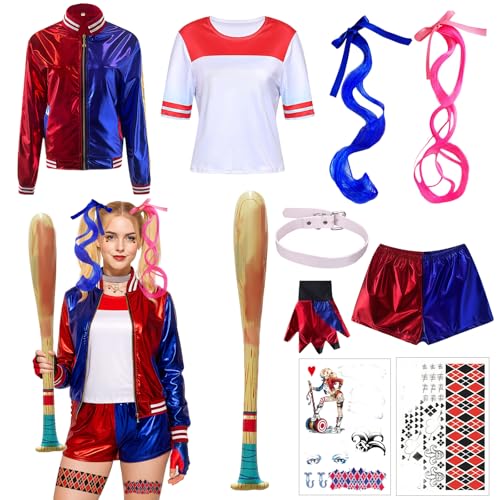 MUNKST Costume de Quinn pour femme adulte, costume de clown 