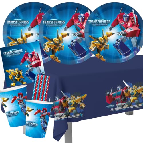 BeenSmile Kit de fête Transformers avec nappe pour 8 enfants