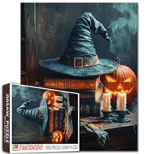 Puzzle Halloween Citrouille - Chapeau de Sorcière et Livres 