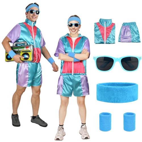 Aomig Déguisement Année 80 Homme Femme Costume 80 Survêtemen