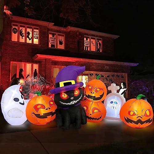 Danxilu Citrouille Gonflable Halloween 2,4 m avec Fantome et