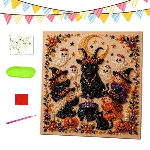 Kit de bricolage dart avec perles Halloween pré-imprimé sans