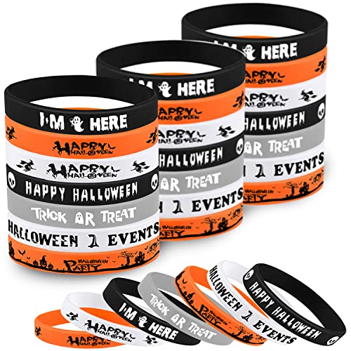 FEPITO 49 Pcs Halloween Bracelets En Caoutchouc 7 Bracelets 
