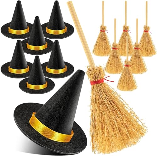 LZMDISU Lot de 14 mini chapeaux de sorcière avec balais pour