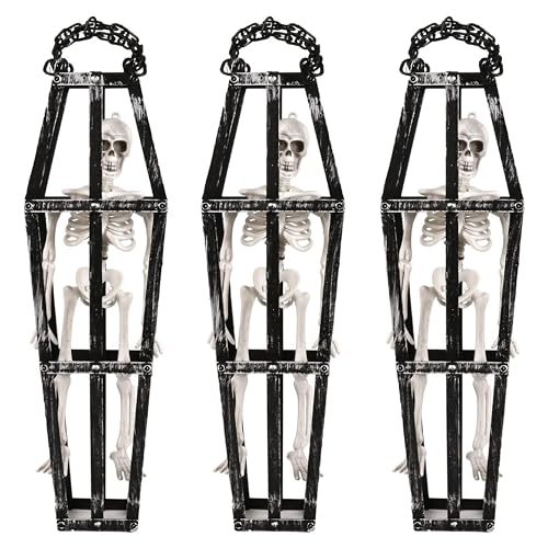 Lot de 3 décorations en forme de cercueil - Cage noire avec 