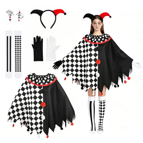 Costume de clown pour femme, costume dHalloween effrayant po