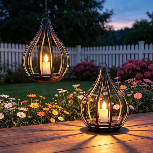 Solmora Lanterne Solaire Exterieur, Lot de 2 Lampe Solaire S