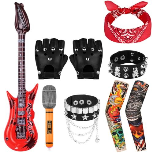 BSBUY Costumes de Punk Rock Accessoires, 10Pcs Kit de Gothiq