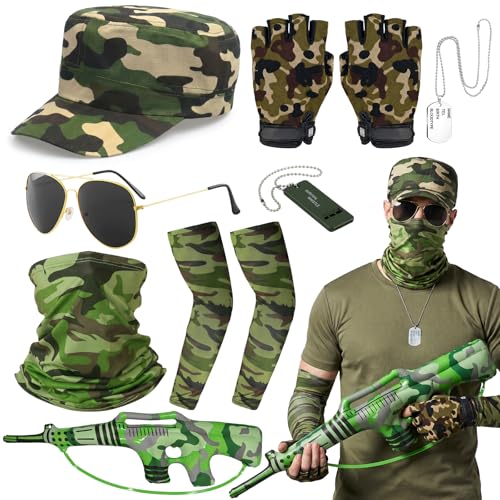8Pcs Ensemble De Costume Militaire Camouflage, Militaire Cos