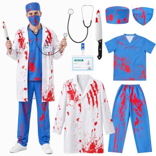 Mineup Déguisement Médecin Zombie Homme, Ensemble de Costume