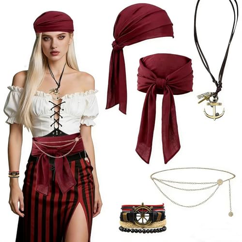 Accessoires de déguisement de pirate 5 pièces pour femmes et