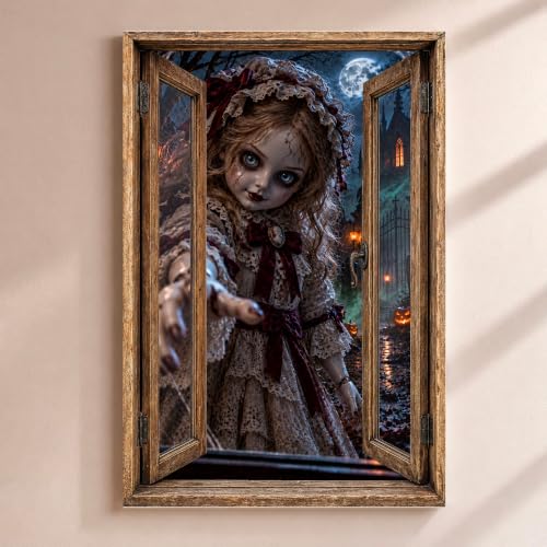 Déco Halloween Trompe lŒil Poupée Possédée - Cadeau Personna