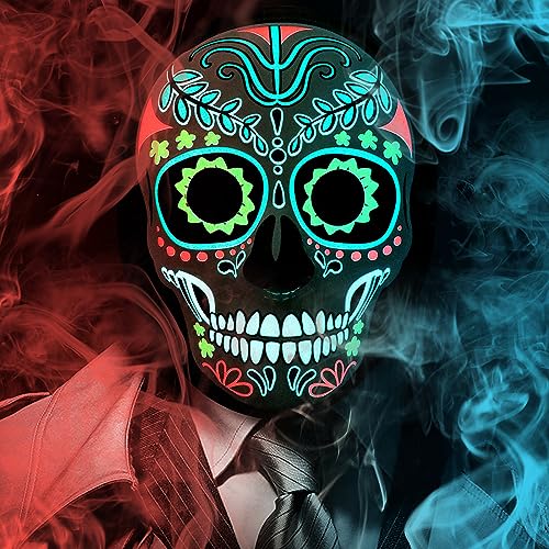 Meetory Masque dHalloween à LED pour adultes, masque lumineu