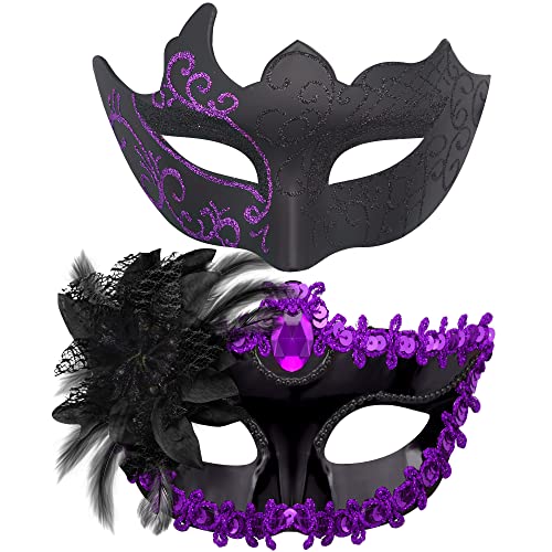 SIQUK Lot de 2 masques vénitiens pour homme et femme - Pour 
