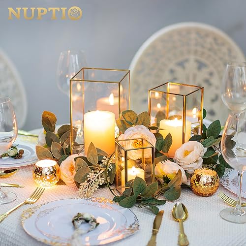 NUPTIO Lanterne Or en Verre Trempé Cheminée 6 Pièces pour Bo