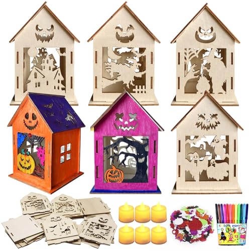 6 Pièces Articles dHalloween Maison de Citrouille, LED Enfan