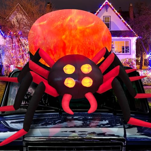 2,44M Halloween Décoration Gonflable Araignée avec Flammes L