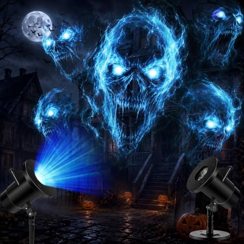 ZeahVeyora Projecteur dHalloween géant en forme de crâne et