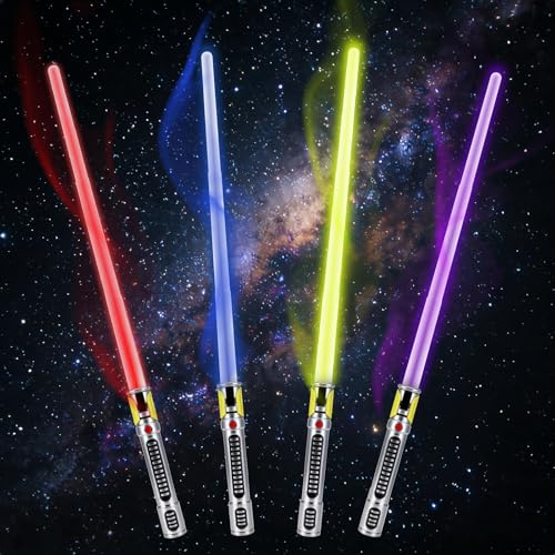 KEGOZ Lot de 4 sabres lumineux à DEL extensibles avec son FX