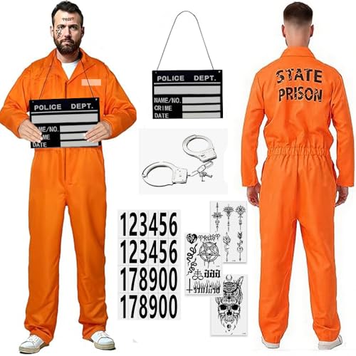 RIRIDAMAI Costume de Prison Orange pour Homme et Femme, Comb