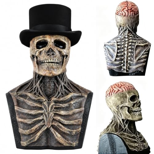 Masque Squelette, Masque Halloween Effrayant avec Chapeau, M