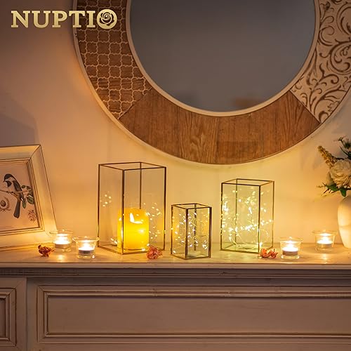 NUPTIO Lanterne Or en Verre Trempé Cheminée 6 Pièces pour Bo