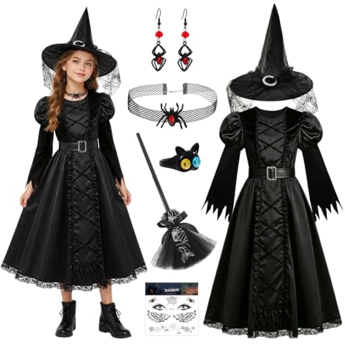 TOLOYE Deguisement Sorciere Fille, Halloween Costume Sorcier