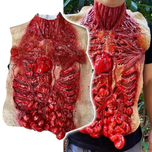 Batbblxn Costume de zombie effrayant avec fausses parties du