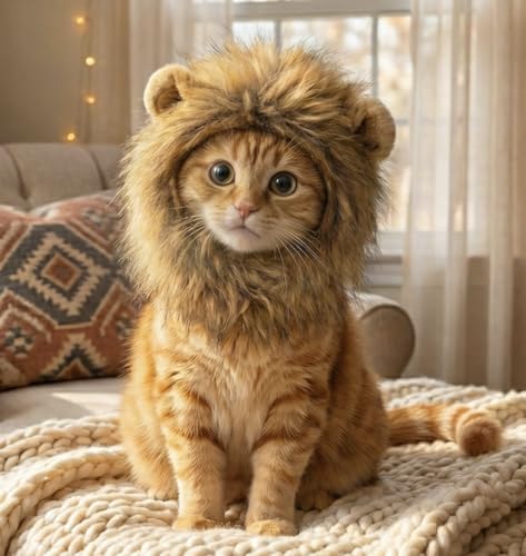 OMG Adorables Lion Mane Costume pour Chats,Furry Pet Perruqu