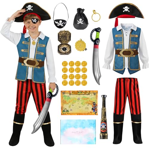 YYDSXK Deguisement Pirate Enfant, Costume Pirate avec Chapea