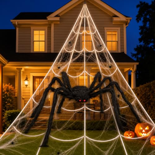 APKOL Décoration Halloween Extérieur Toile dAraignée XXL (7m