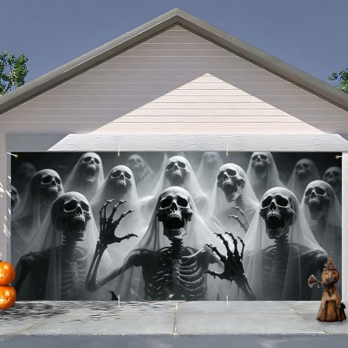 CRYSLOVE Bannière de Porte de Garage Halloween 400×180 cm -D
