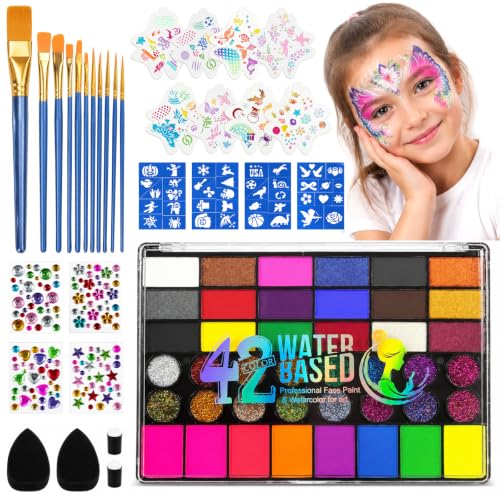Palette Maquillage Enfant 42 Couleurs Peinture Visage et Cor