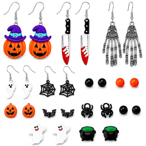 Accessoire Halloween Femme, 13 Paires Boucles dOreilles Hall