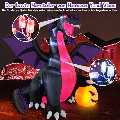Danxilu Dragon Gonflable Halloween Décoration 2,7 m avec Cit